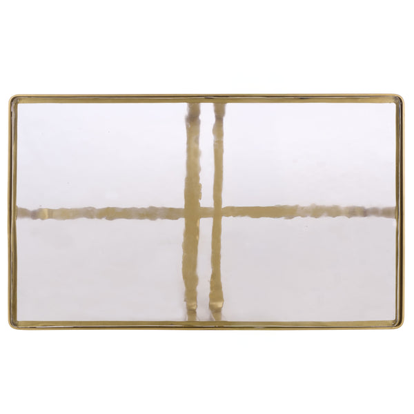 Safavieh Dominic Cast Glass Top Coffee Table - Elegant Brass & Stainless Steel Design For Modern Interiors Brass ,Clear Metal ,Cast Glass Sfv7918a-2bx