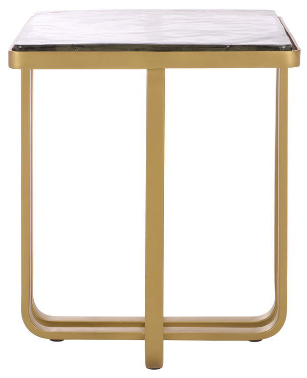 Safavieh Dominic Cast Glass Top Accent Table – Chic Brass & Clear Design For Modern Living Room Elegance Brass ,Clear Metal ,Cast Glass Sfv7919a