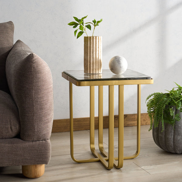 Safavieh Dominic Cast Glass Top Accent Table – Chic Brass & Clear Design For Modern Living Room Elegance Brass ,Clear Metal ,Cast Glass Sfv7919a