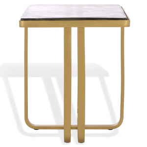 Safavieh Dominic Cast Glass Top Accent Table – Chic Brass & Clear Design For Modern Living Room Elegance Brass ,Clear Metal ,Cast Glass Sfv7919a