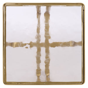 Safavieh Dominic Cast Glass Top Accent Table – Chic Brass & Clear Design For Modern Living Room Elegance Brass ,Clear Metal ,Cast Glass Sfv7919a