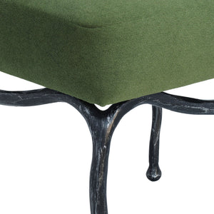 Lacarla Boucle Ottoman With Matte Metal Legs - Plush Ivory Texture, Compact Accent Seat For Living Rooms