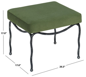 Lacarla Boucle Ottoman With Matte Metal Legs - Plush Ivory Texture, Compact Accent Seat For Living Rooms