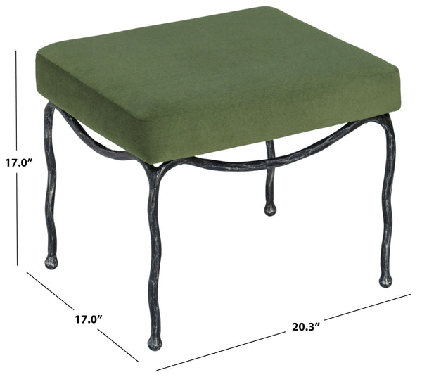 Lacarla Boucle Ottoman With Matte Metal Legs - Plush Ivory Texture, Compact Accent Seat For Living Rooms