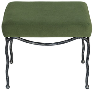 Lacarla Boucle Ottoman With Matte Metal Legs - Plush Ivory Texture, Compact Accent Seat For Living Rooms