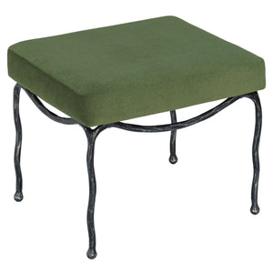 Lacarla Boucle Ottoman With Matte Metal Legs - Plush Ivory Texture, Compact Accent Seat For Living Rooms