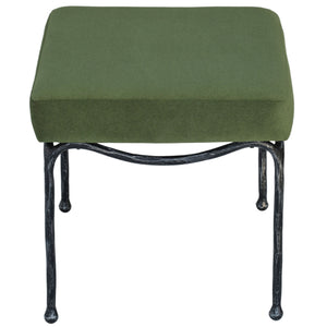Lacarla Boucle Ottoman With Matte Metal Legs - Plush Ivory Texture, Compact Accent Seat For Living Rooms