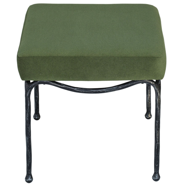 Lacarla Boucle Ottoman With Matte Metal Legs - Plush Ivory Texture, Compact Accent Seat For Living Rooms