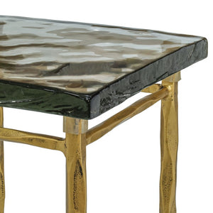 Safavieh Mckenzie Cast Smoked Glass Nesting Tables with Brass Base for Modern Living Rooms SFV7921A
