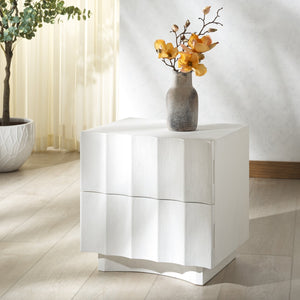 Safavieh Woodworth 2-drawer Cement Nightstand In White - Modern Elegance For Your Bedroom Decor And Storage White Cement ,Manufactured Wood Sfv8301a