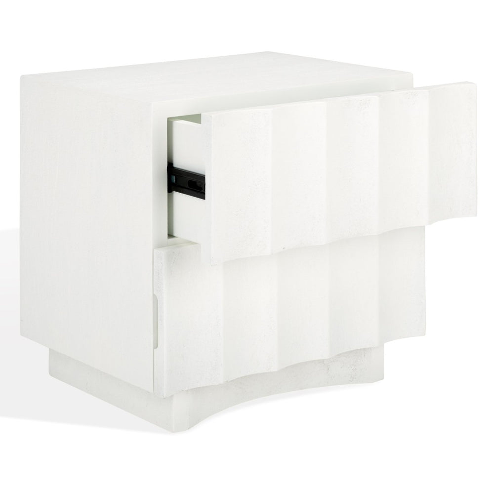 Safavieh WOODWORTH 2-Drawer Contemporary Nightstand in White - Stylish Cement Finish for Modern Spaces SFV8301A