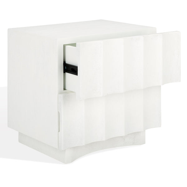 Safavieh Woodworth 2-drawer Cement Nightstand In White - Modern Elegance For Your Bedroom Decor And Storage White Cement ,Manufactured Wood Sfv8301a