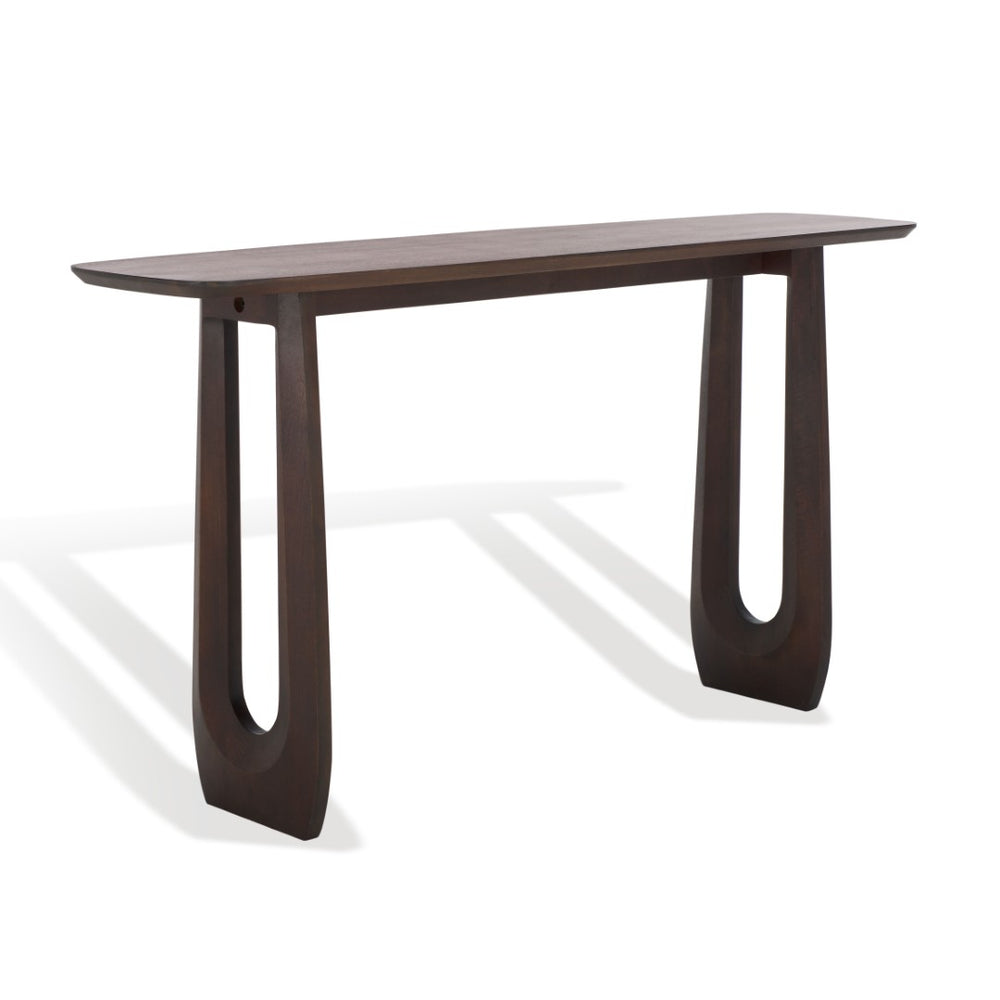 Safavieh CASSIETTE Wood Console Table - Handcrafted Walnut Finish with Metal Base for Chic Modern Spaces SFV8304A