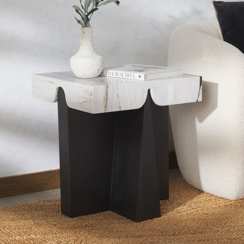 Safavieh Roxandra Marble Top Accent Table Black / White SFV8305A-2BX