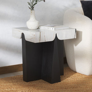 Safavieh Roxandra Marble Top Accent Table Black / White SFV8305A-2BX