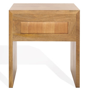 Safavieh Grigorio 1 Drawer Wood Nightstand - Premium Mango Wood With Stylish Brown Finish & Ample Storage Brown Wood ,Metal Sfv8306a