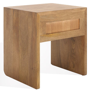 Safavieh Grigorio 1 Drawer Wood Nightstand - Premium Mango Wood With Stylish Brown Finish & Ample Storage Brown Wood ,Metal Sfv8306a