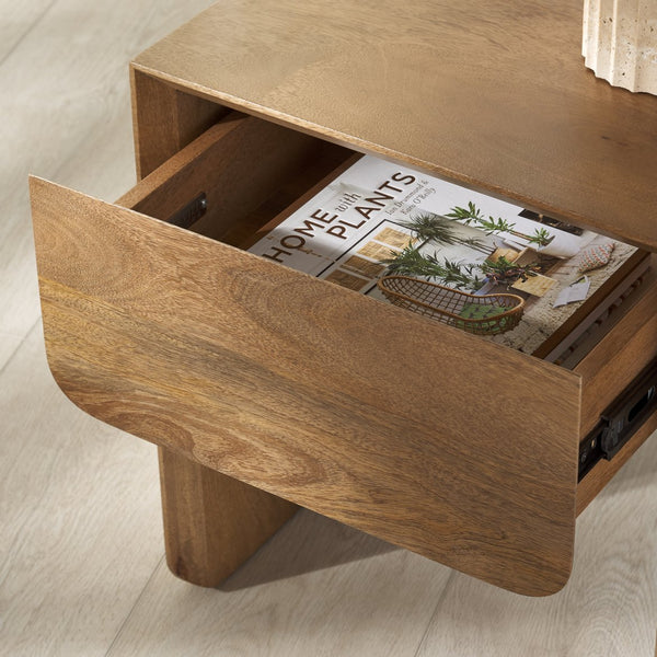 Safavieh Grigorio 1 Drawer Wood Nightstand - Premium Mango Wood With Stylish Brown Finish & Ample Storage Brown Wood ,Metal Sfv8306a