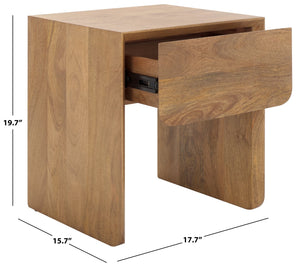 Safavieh Grigorio 1 Drawer Wood Nightstand - Premium Mango Wood With Stylish Brown Finish & Ample Storage Brown Wood ,Metal Sfv8306a