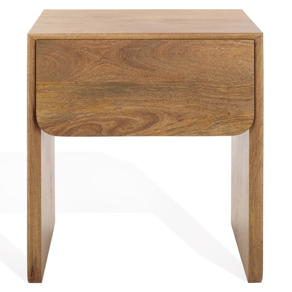 Safavieh Grigorio 1 Drawer Wood Nightstand - Premium Mango Wood With Stylish Brown Finish & Ample Storage Brown Wood ,Metal Sfv8306a