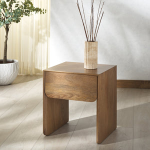 Safavieh Grigorio 1 Drawer Wood Nightstand - Premium Mango Wood With Stylish Brown Finish & Ample Storage Brown Wood ,Metal Sfv8306a