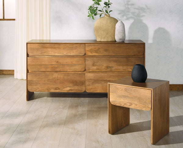 Safavieh Grigorio 1 Drawer Wood Nightstand - Premium Mango Wood With Stylish Brown Finish & Ample Storage Brown Wood ,Metal Sfv8306a