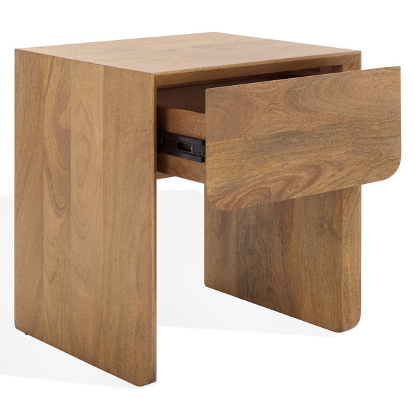 Safavieh Grigorio 1 Drawer Wood Nightstand - Premium Mango Wood With Stylish Brown Finish & Ample Storage Brown Wood ,Metal Sfv8306a