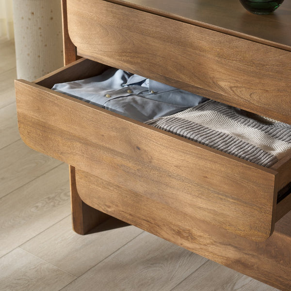 Safavieh Grigorio 6 Drawer Wood Dresser - Elegant Mango Wood Storage Solution For Your Dream Bedroom Decor Brown Wood ,Metal Sfv8307a