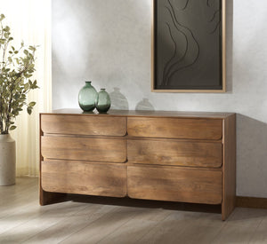 Safavieh Grigorio 6 Drawer Wood Dresser - Elegant Mango Wood Storage Solution For Your Dream Bedroom Decor Brown Wood ,Metal Sfv8307a