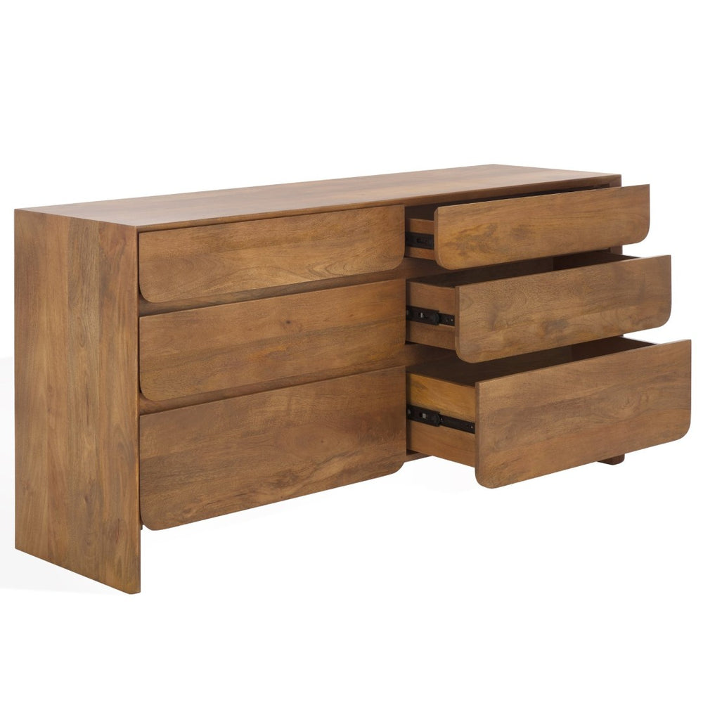 Safavieh GRIGORIO 6 Drawer Wood Dresser - Rustic Brown Storage Solution for Stylish Bedroom Décor SFV8307A