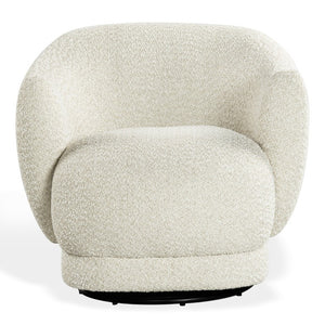 Safavieh Octavio Barrel Swivel Accent Chair Upholstered Fabric Seat for Living Room Comfort Beige SFV8800A