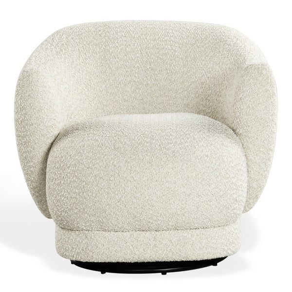 Safavieh Octavio Barrel Swivel Accent Chair Upholstered Fabric Seat for Living Room Comfort Beige SFV8800A