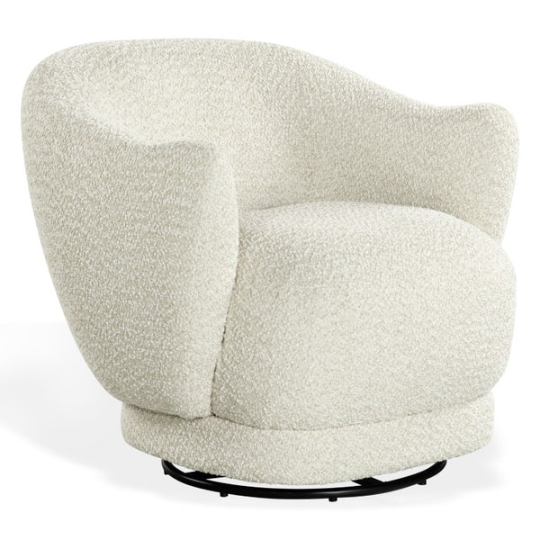 Safavieh Octavio Barrel Swivel Accent Chair Upholstered Fabric Seat for Living Room Comfort Beige SFV8800A