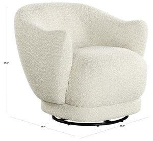 Safavieh Octavio Barrel Swivel Accent Chair Upholstered Fabric Seat for Living Room Comfort Beige SFV8800A