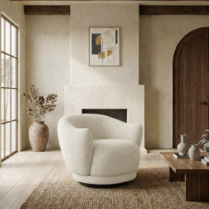 Safavieh Octavio Barrel Swivel Accent Chair Upholstered Fabric Seat for Living Room Comfort Beige SFV8800A