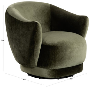 Safavieh Octavio Barrel Swivel Accent Chair Upholstered Fabric Seat for Living Room Comfort Olive Green SFV8800B