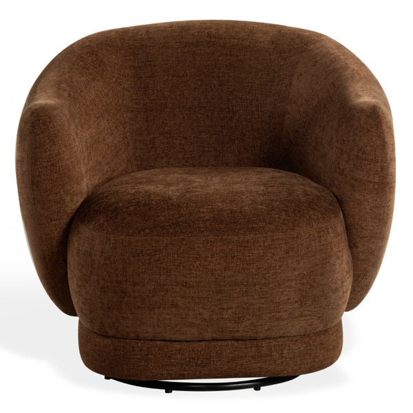 Safavieh Octavio Barrel Swivel Accent Chair Upholstered Fabric Seat for Living Room Comfort Dark Rust SFV8800C