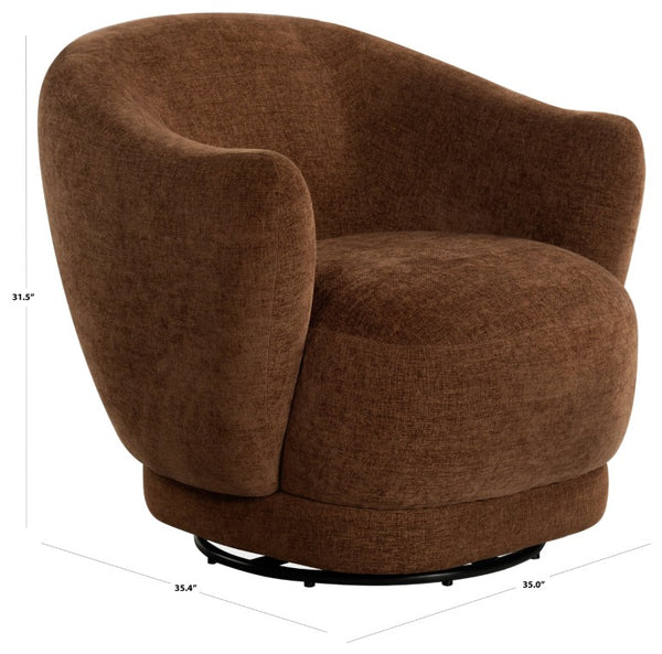 Safavieh Octavio Barrel Swivel Accent Chair Upholstered Fabric Seat for Living Room Comfort Dark Rust SFV8800C