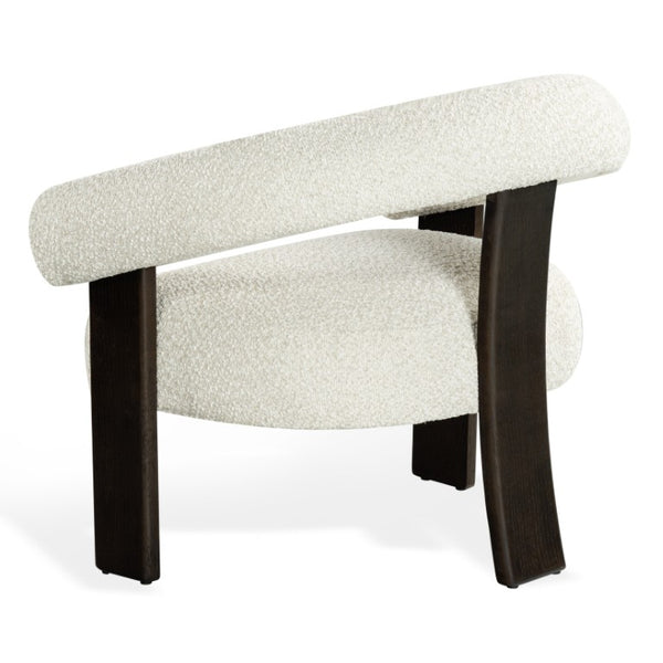 Safavieh Noelani Curved Back Accent Chair Beige Fabric Dark Walnut Frame Mid Century Modern SFV8801A