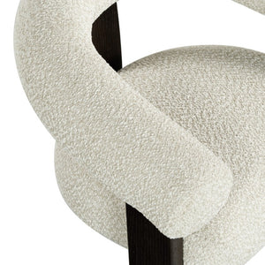 Safavieh Noelani Curved Back Accent Chair Beige Fabric Dark Walnut Frame Mid Century Modern SFV8801A