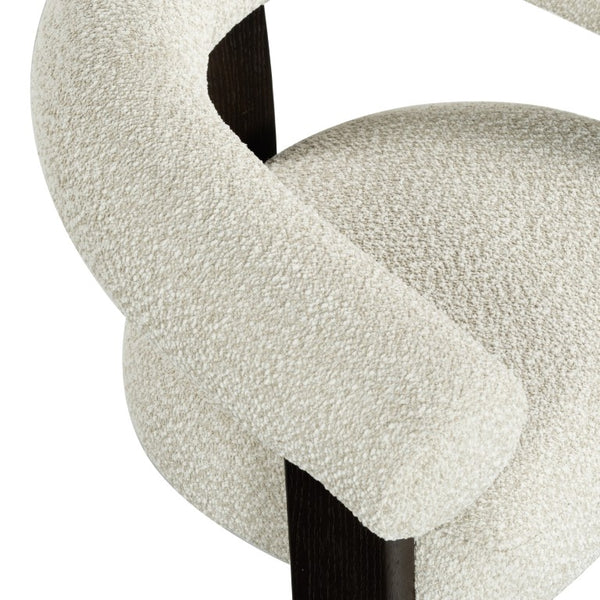 Safavieh Noelani Curved Back Accent Chair Beige Fabric Dark Walnut Frame Mid Century Modern SFV8801A