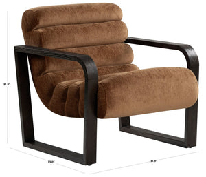 Safavieh Kellibeth Velvet Accent Lounge Chair with Dark Walnut Legs for Living Rooms Orange SFV8802A