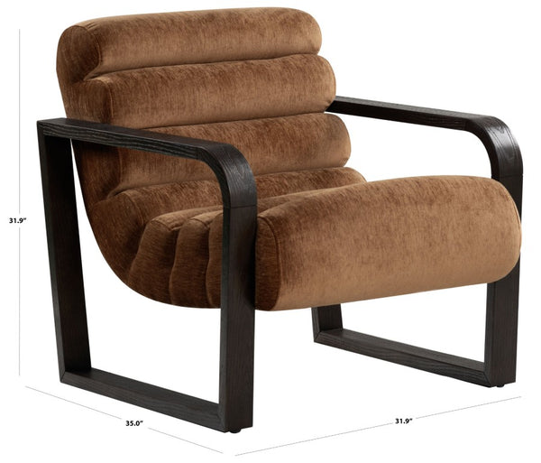 Safavieh Kellibeth Velvet Accent Lounge Chair with Dark Walnut Legs for Living Rooms Orange SFV8802A