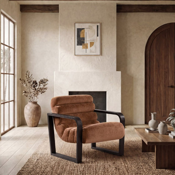 Safavieh Kellibeth Velvet Accent Lounge Chair with Dark Walnut Legs for Living Rooms Orange SFV8802A
