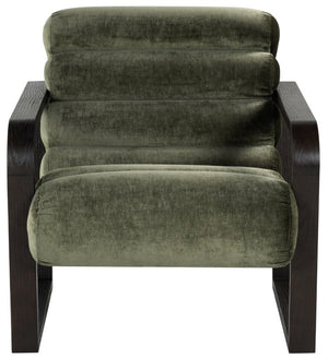 Safavieh Kellibeth Velvet Accent Lounge Chair with Dark Walnut Legs for Living Rooms Green SFV8802B