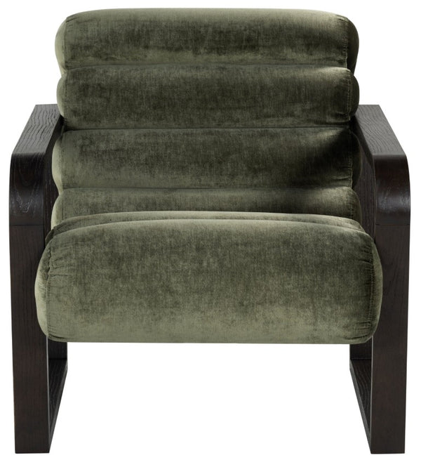 Safavieh Kellibeth Velvet Accent Lounge Chair with Dark Walnut Legs for Living Rooms Green SFV8802B
