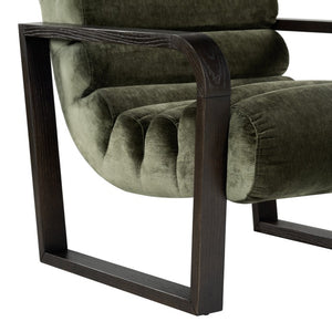 Safavieh Kellibeth Velvet Accent Lounge Chair with Dark Walnut Legs for Living Rooms Green SFV8802B