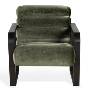 Safavieh Kellibeth Velvet Accent Lounge Chair with Dark Walnut Legs for Living Rooms Green SFV8802B
