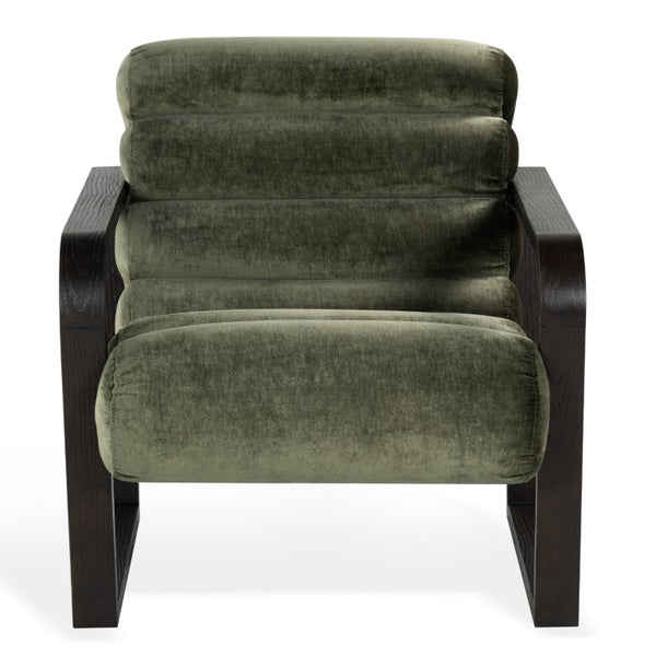 Safavieh Kellibeth Velvet Accent Lounge Chair with Dark Walnut Legs for Living Rooms Green SFV8802B