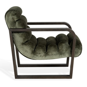Safavieh Kellibeth Velvet Accent Lounge Chair with Dark Walnut Legs for Living Rooms Green SFV8802B